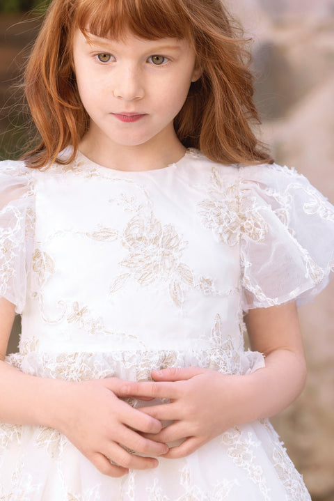 Dress - Ecru Collar ron golden embroidery - Image principale