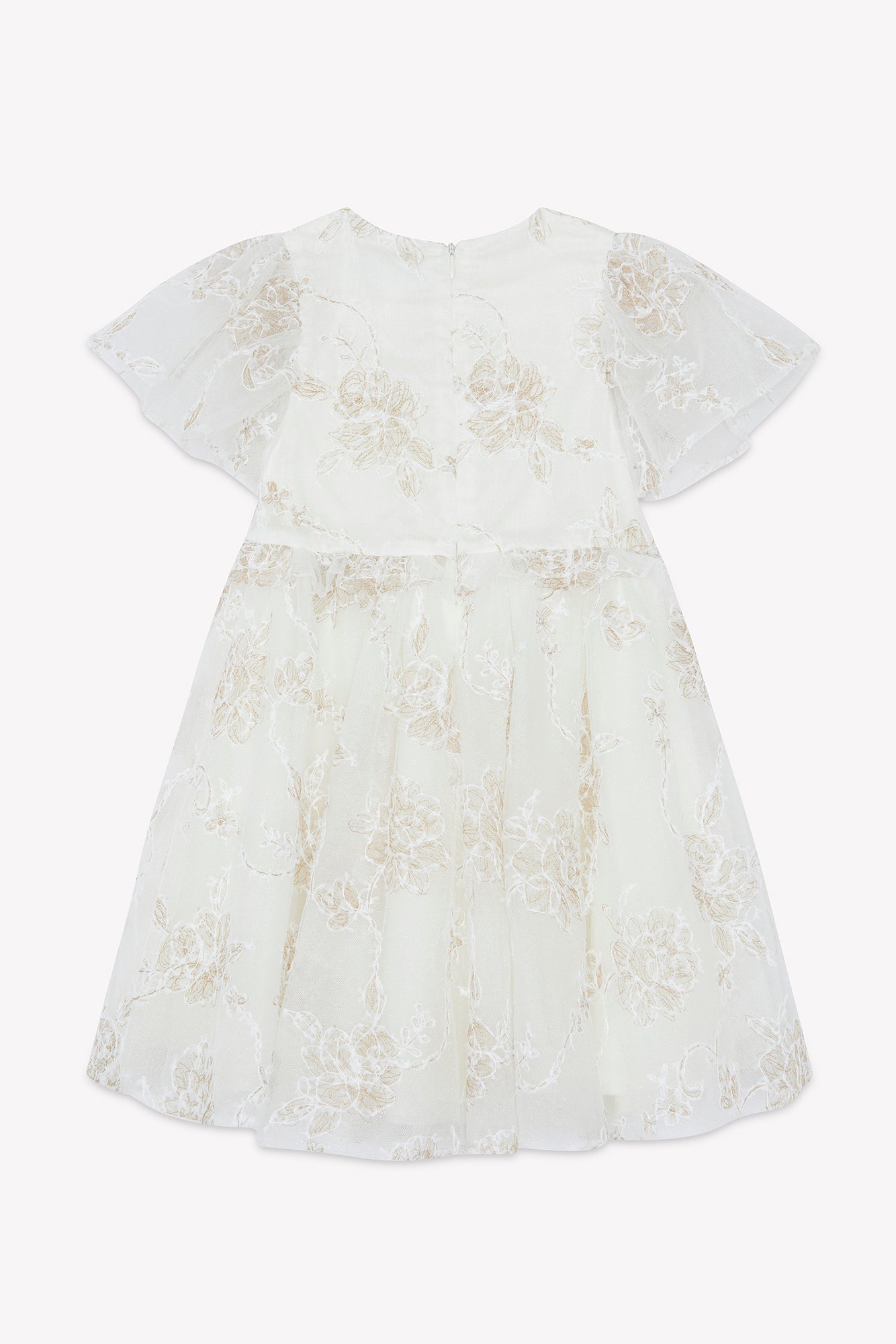 Dress - Ecru Collar ron golden embroidery