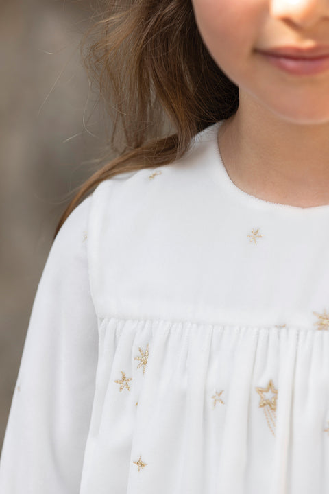 Dress - Ecru Round neck Velvet stars - Image principale