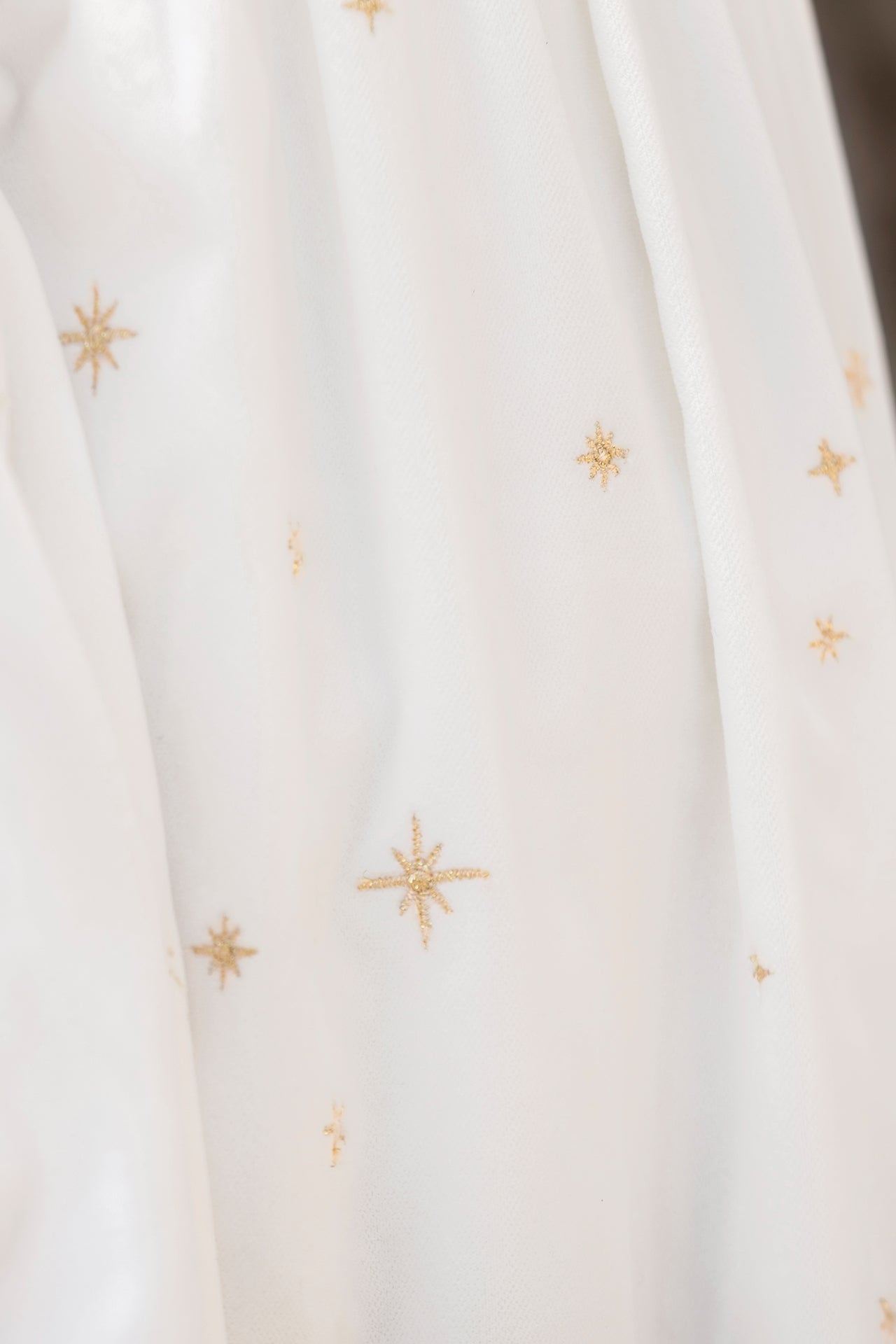 Dress - Ecru Round neck Velvet stars