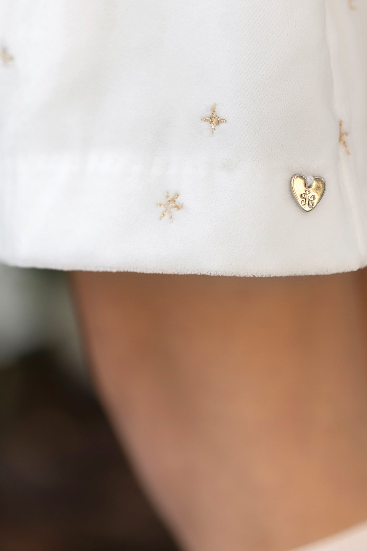 Dress - Ecru Round neck Velvet stars