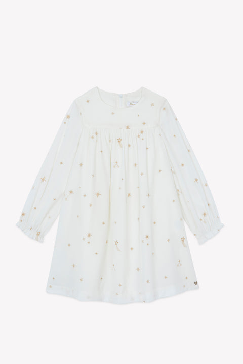 Robe - Ecru col rond velours étoiles - Image principale