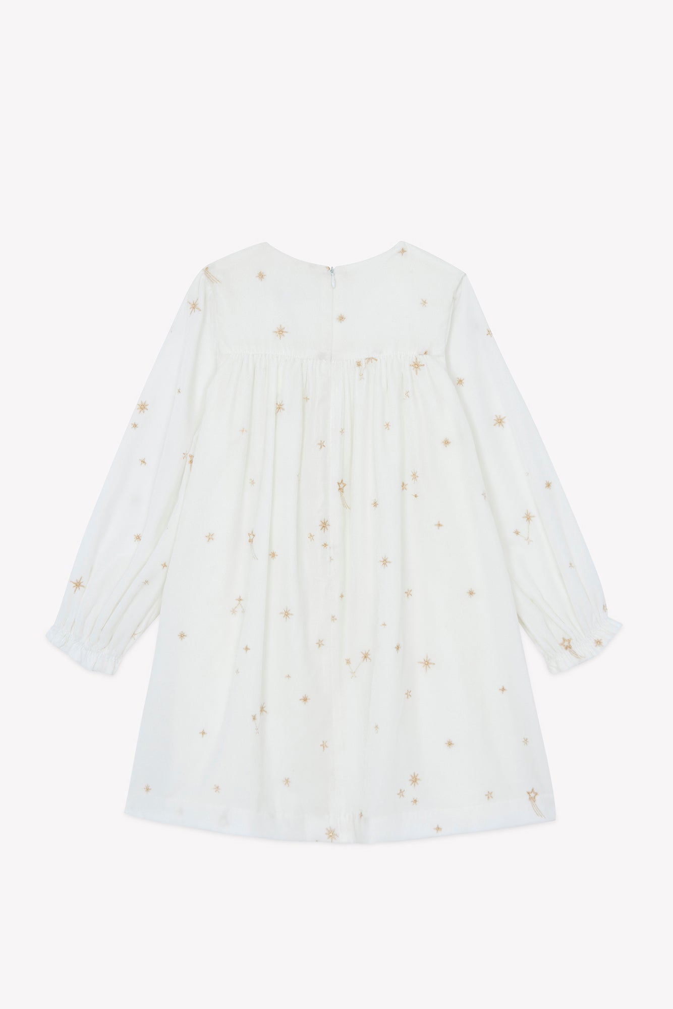 Dress - Ecru Round neck Velvet stars