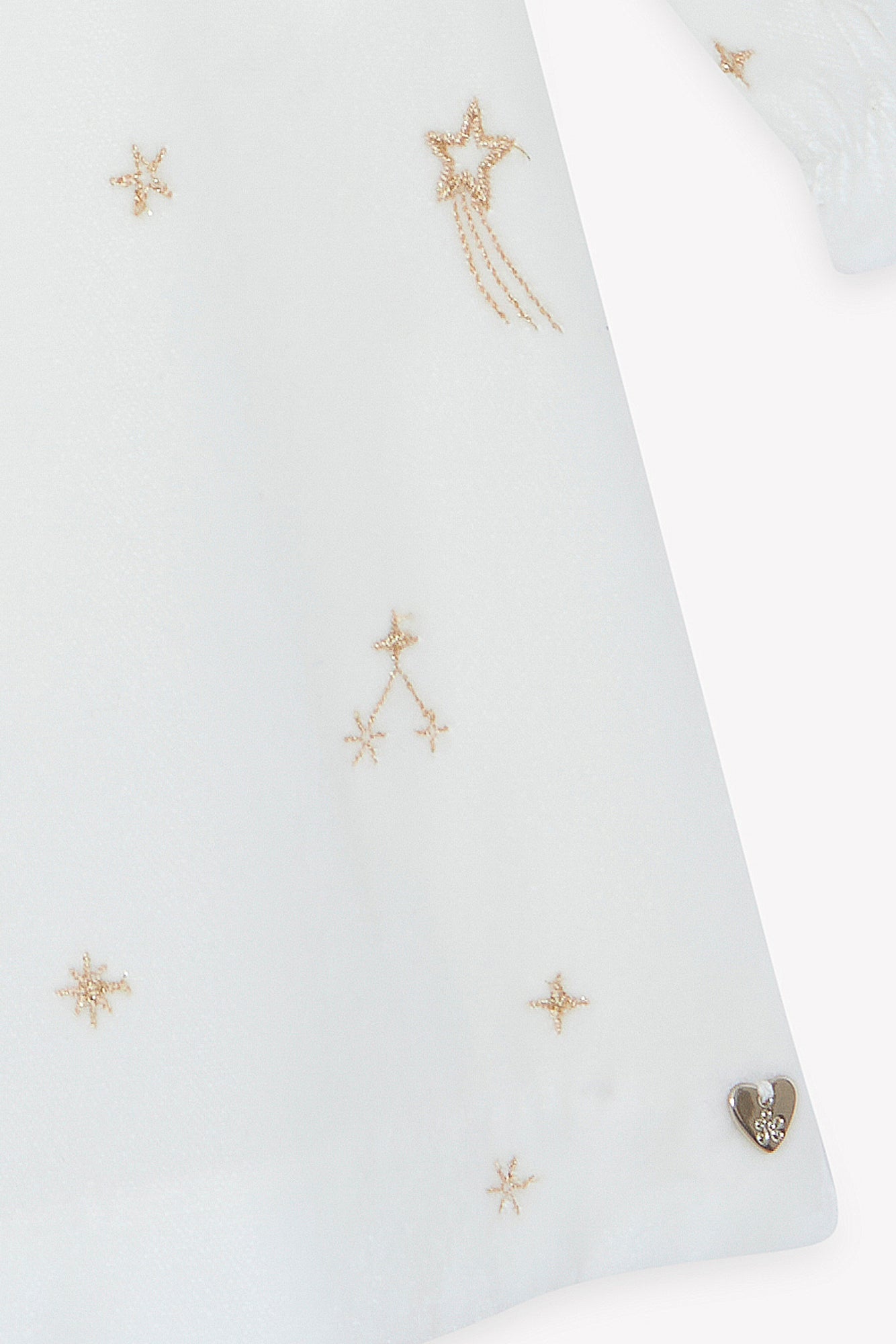 Dress - Ecru Round neck Velvet stars