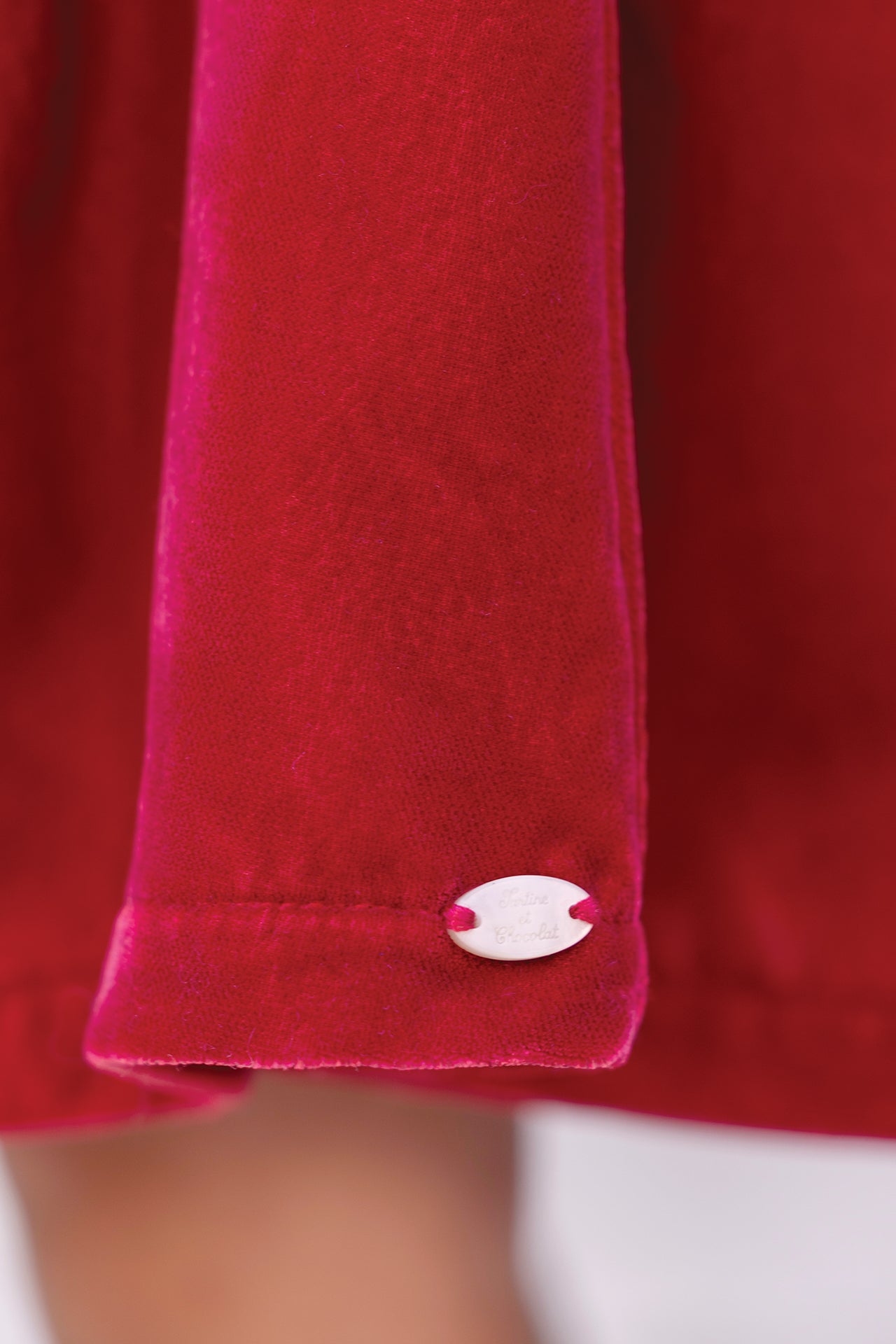Vestito - Ciliegia Velluto Colletto Laccio