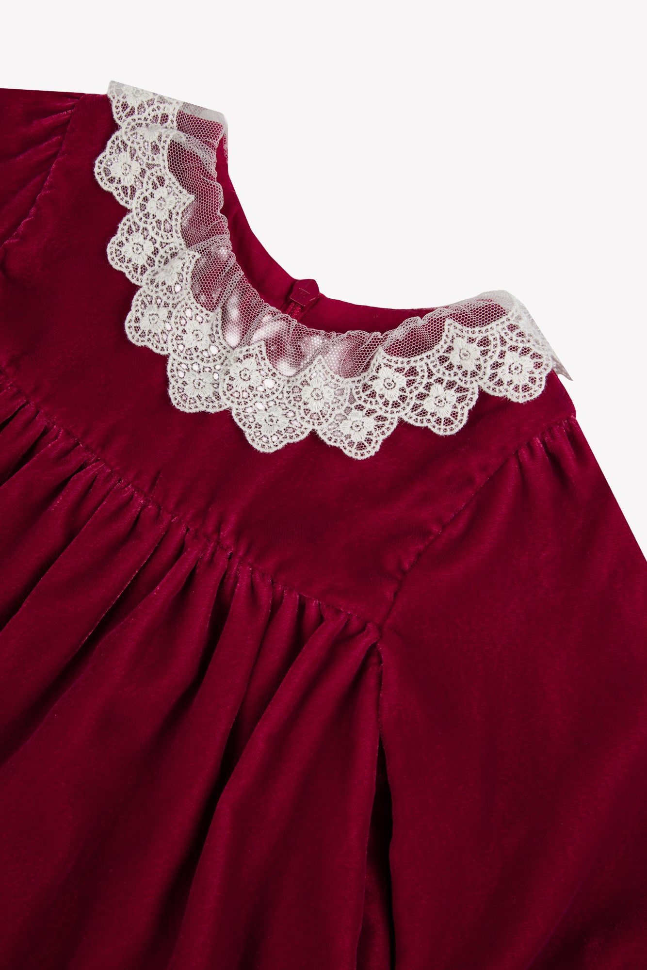 Vestito - Ciliegia Velluto Colletto Laccio