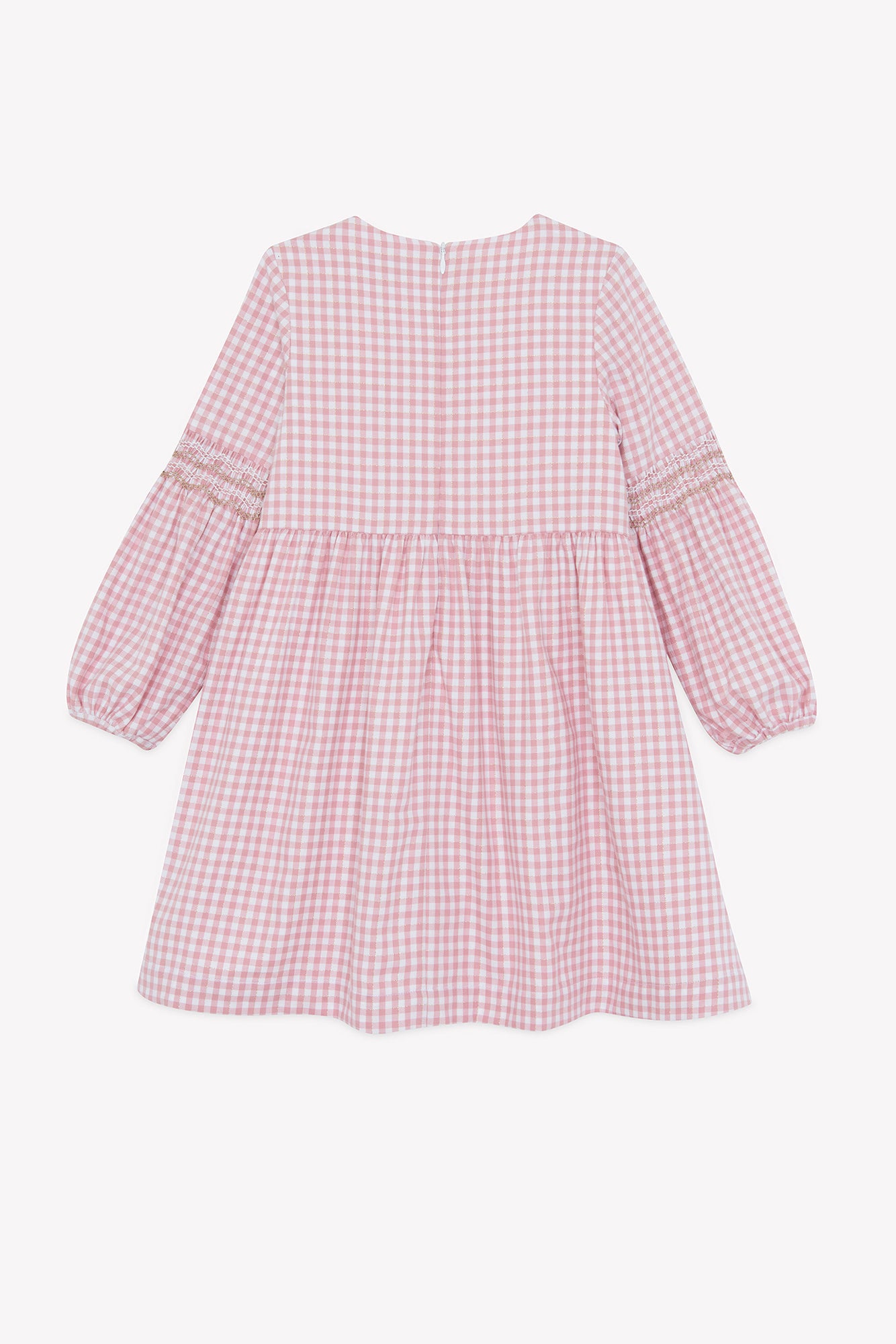 Dress - Cotton blush Round neck Two-tone gingham