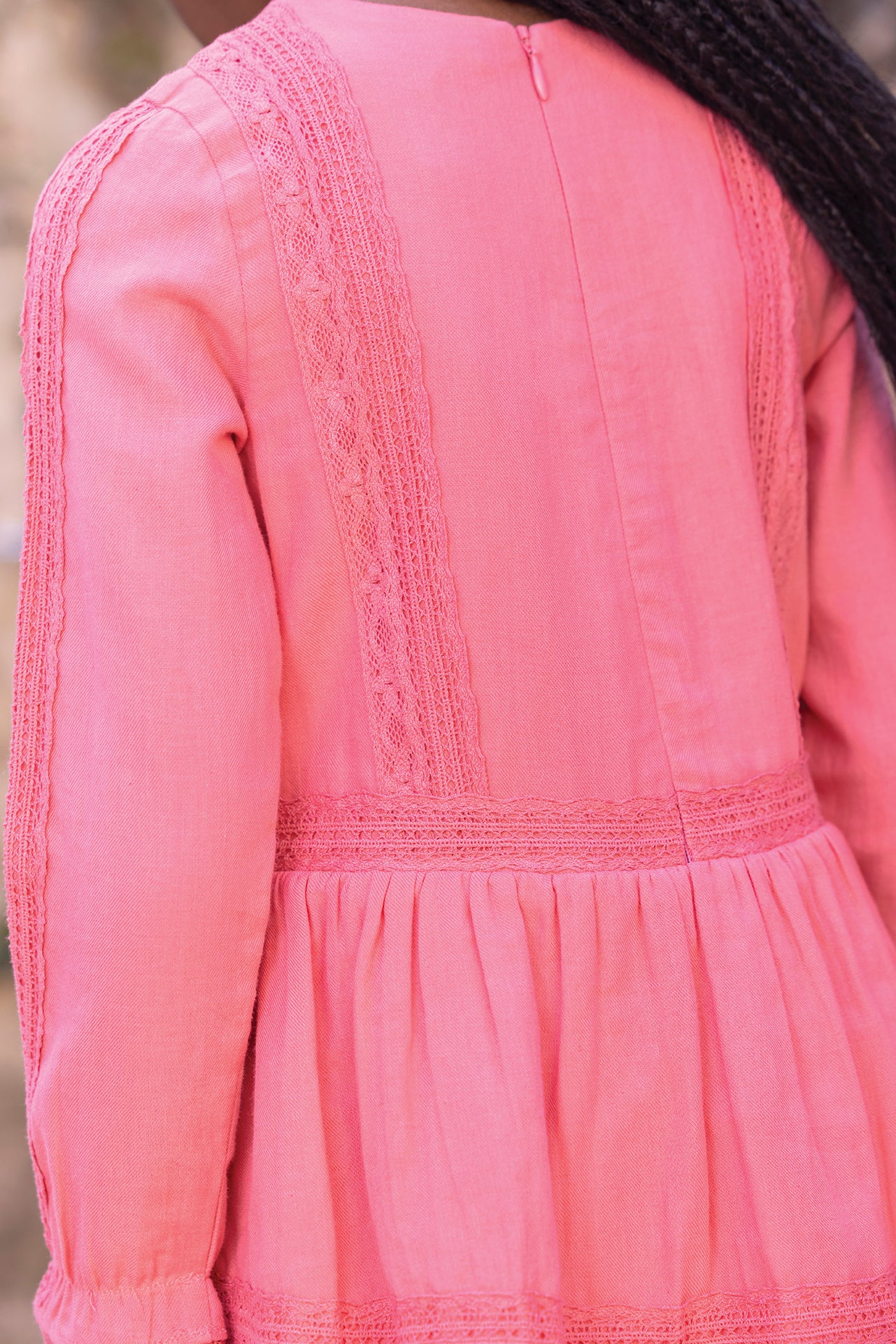 Dress - Pink peony cotton flat pleats