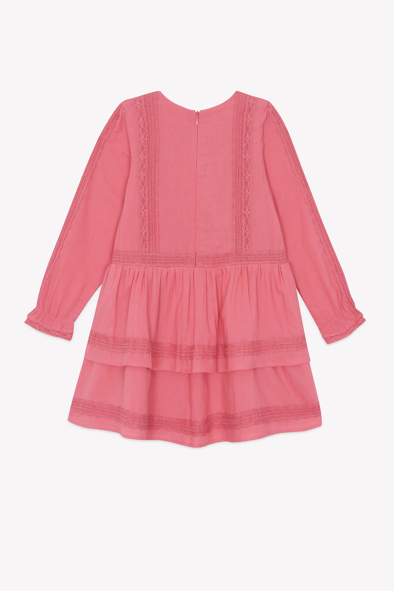 Dress - Pink peony cotton flat pleats