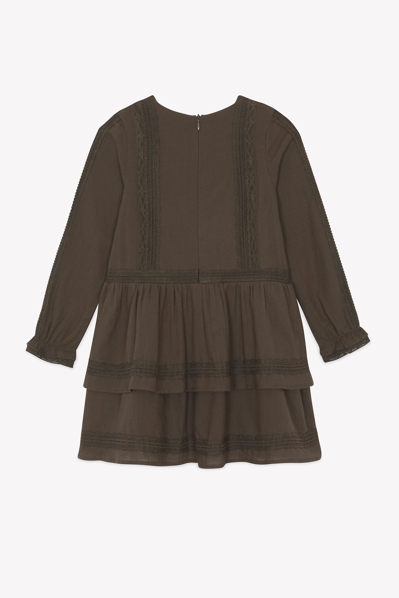 Dress - Brown cotton flat pleats