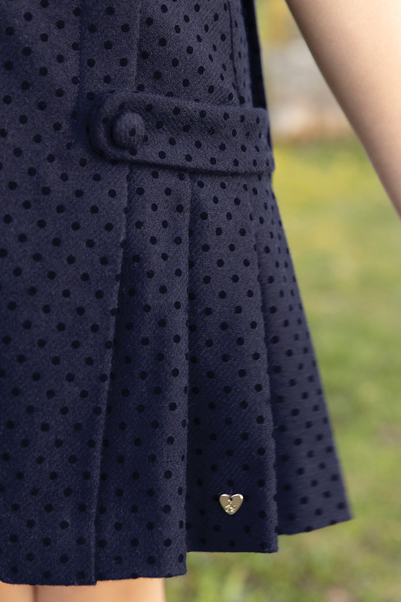 Dress - Navy Wool Peter pan collar Scalloped