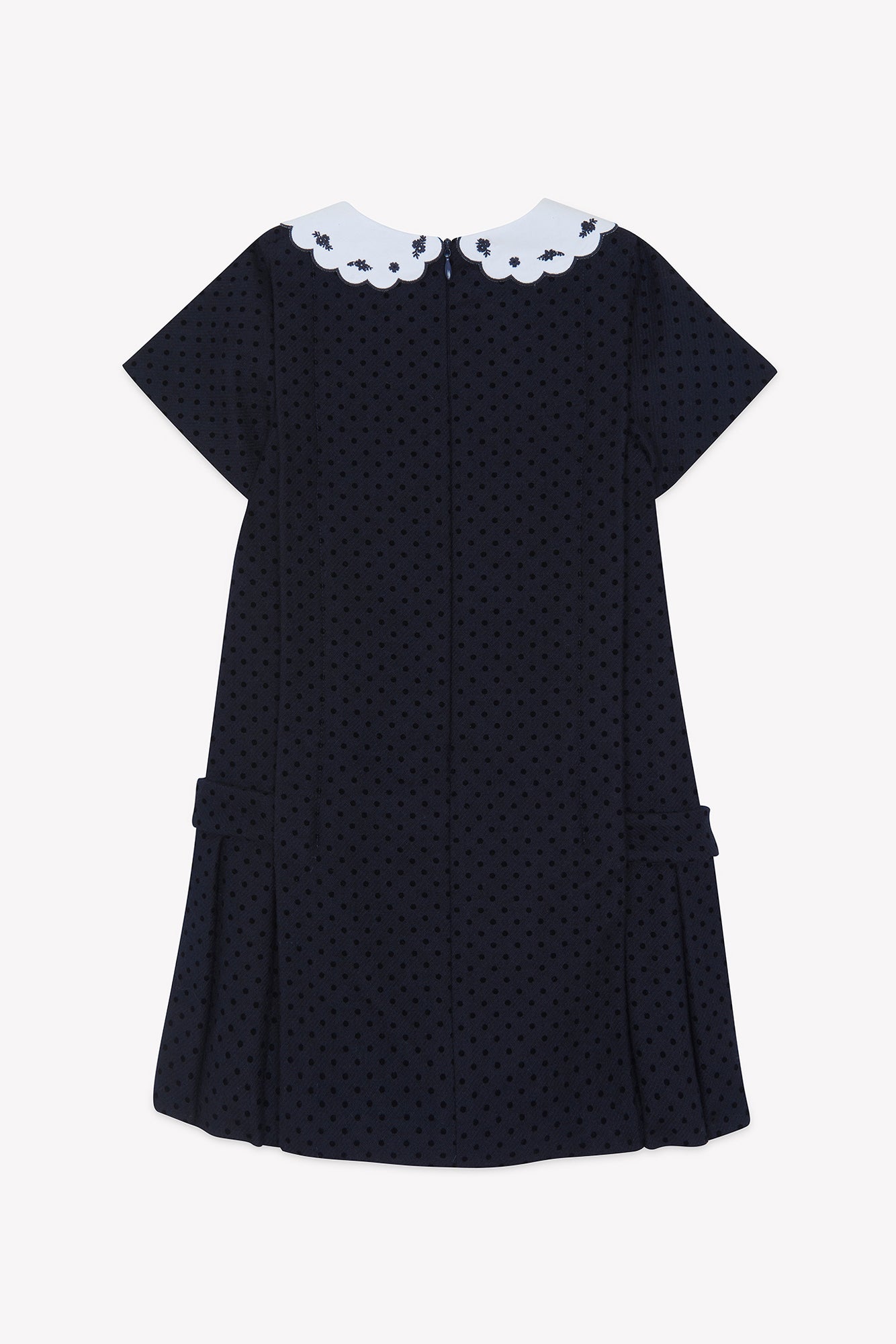 Dress - Navy Wool Peter pan collar Scalloped