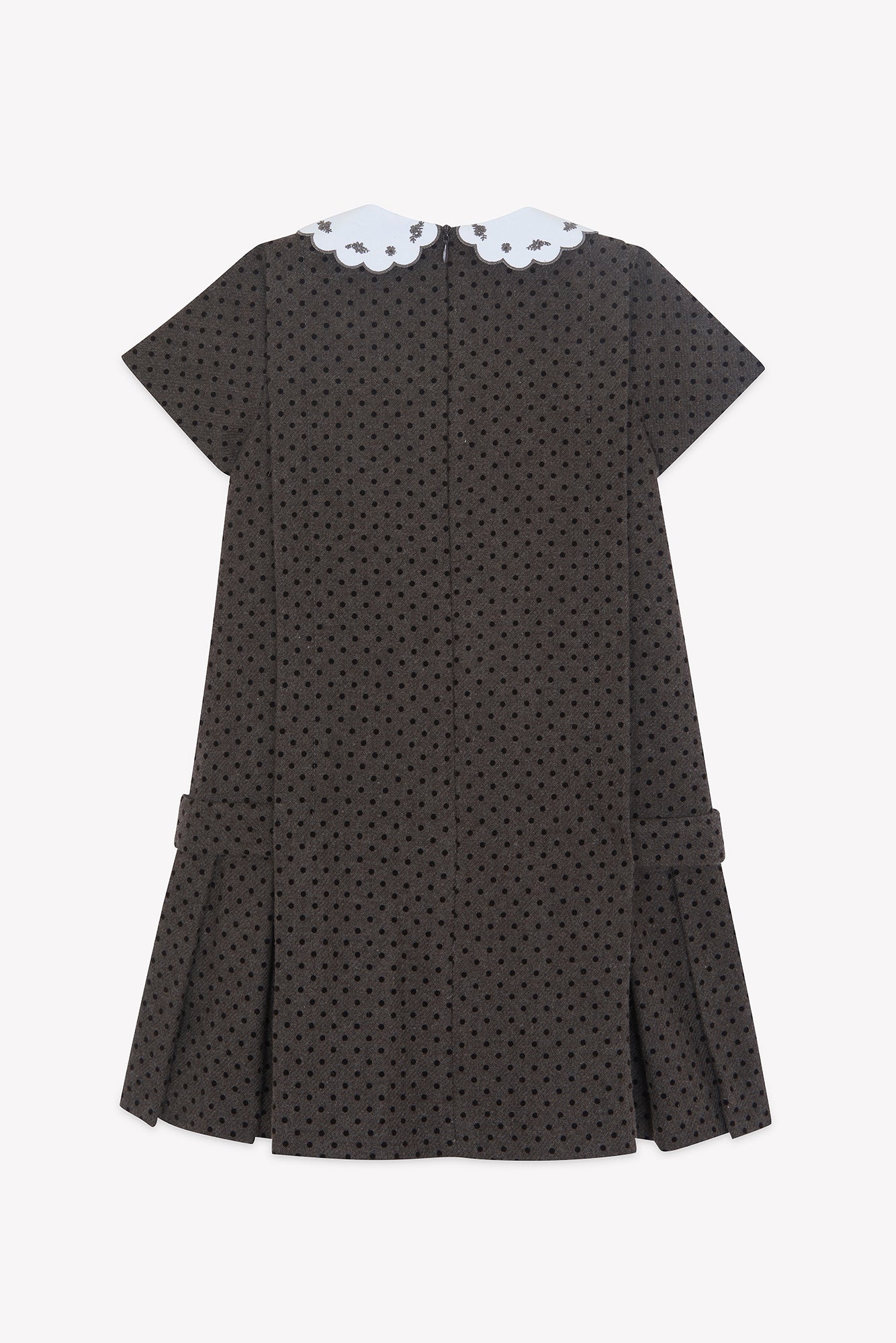 Dress - Brown Wool Collar clausine Scalloped