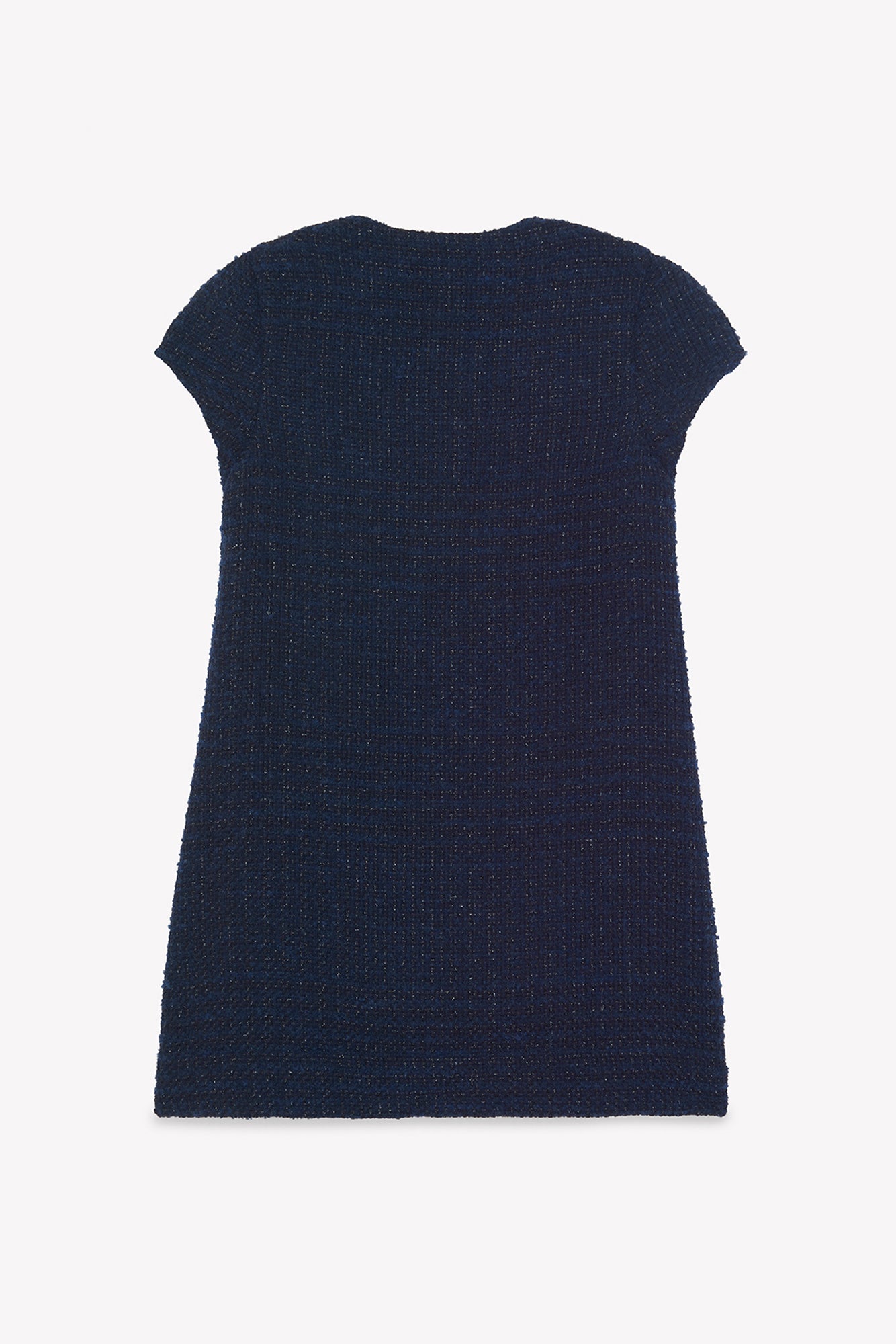 Dress - Navy Round neck tweed Buttons