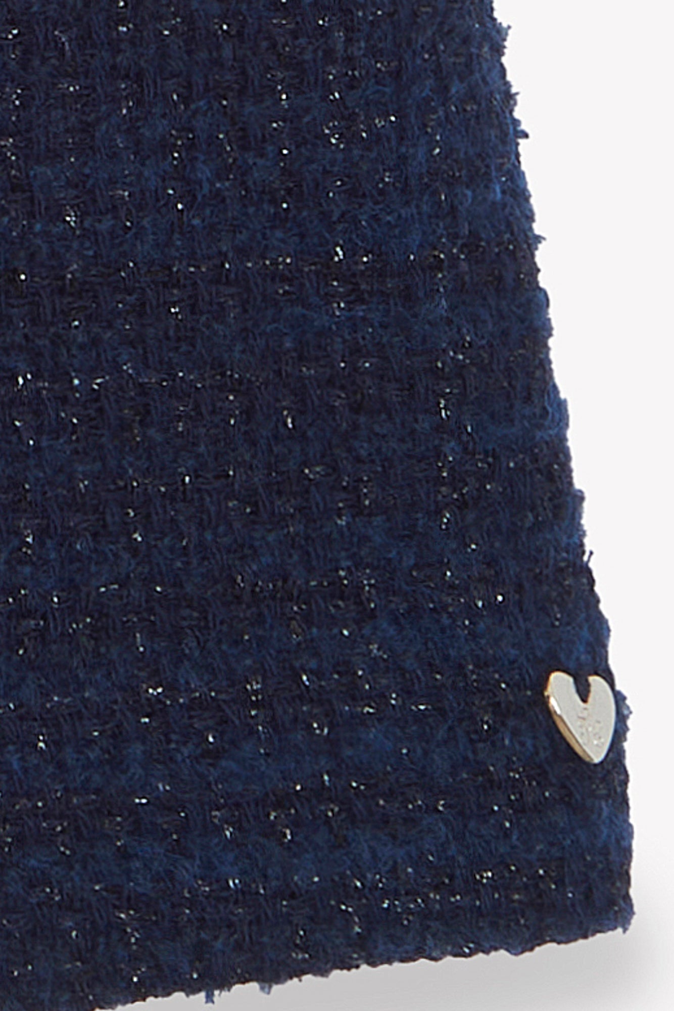 Dress - Navy Round neck tweed Buttons