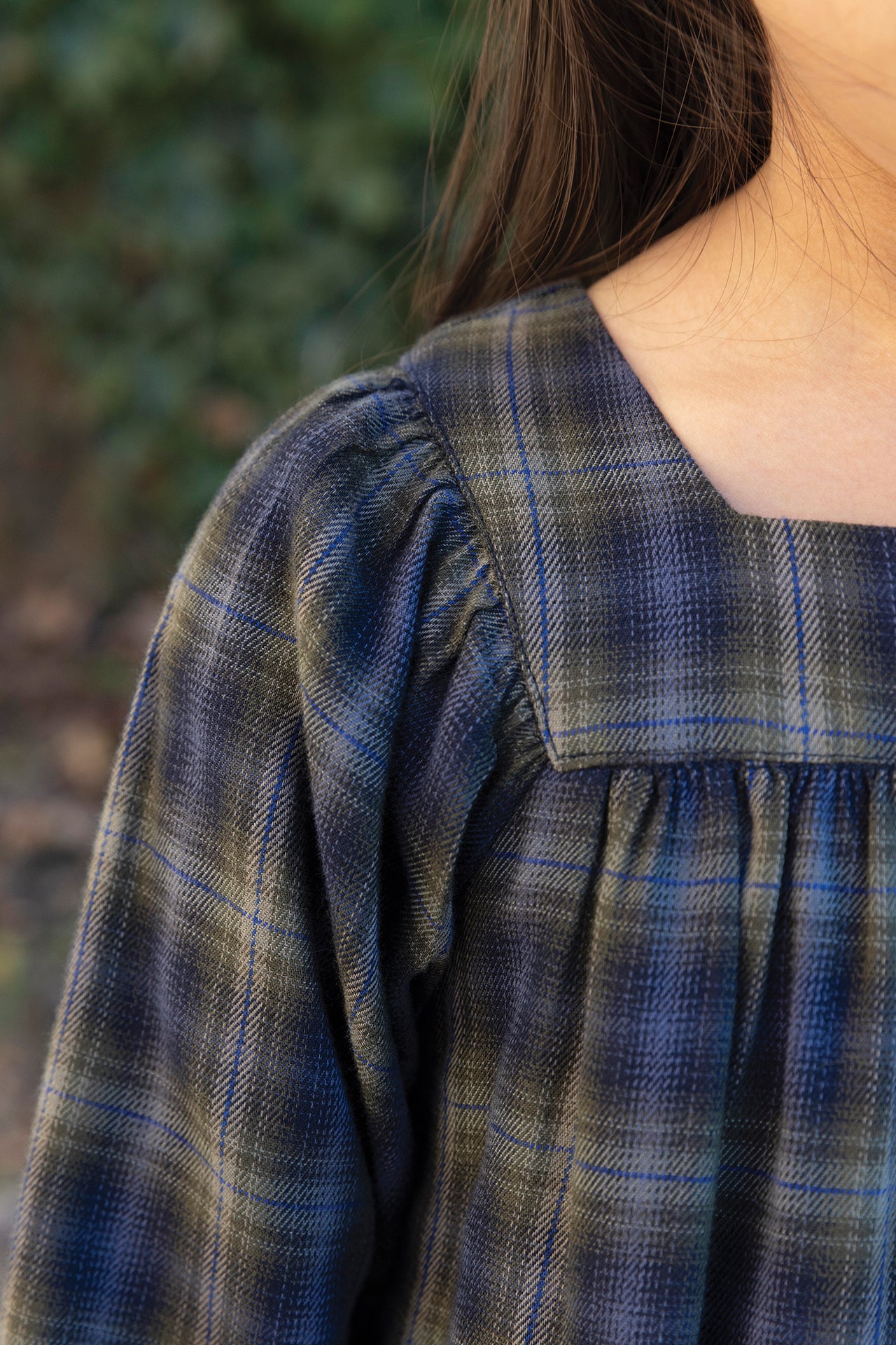 Dress - Navy cotton Check