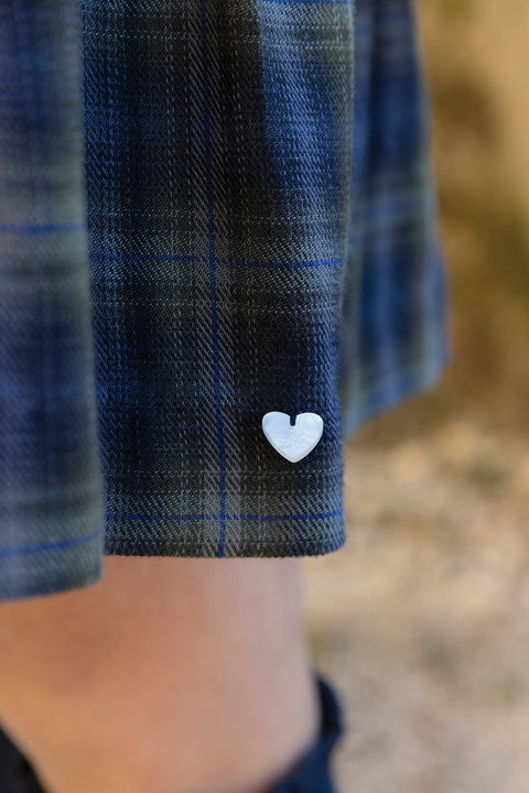 Dress - Navy cotton Check - Image principale