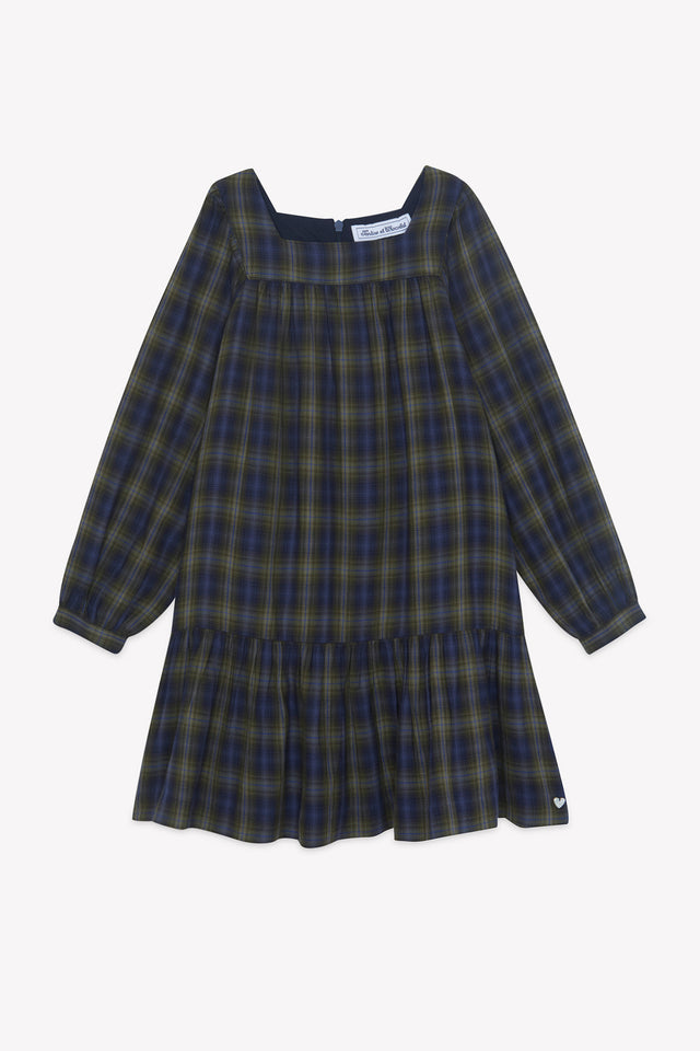 Dress - Navy cotton Check - Image principale