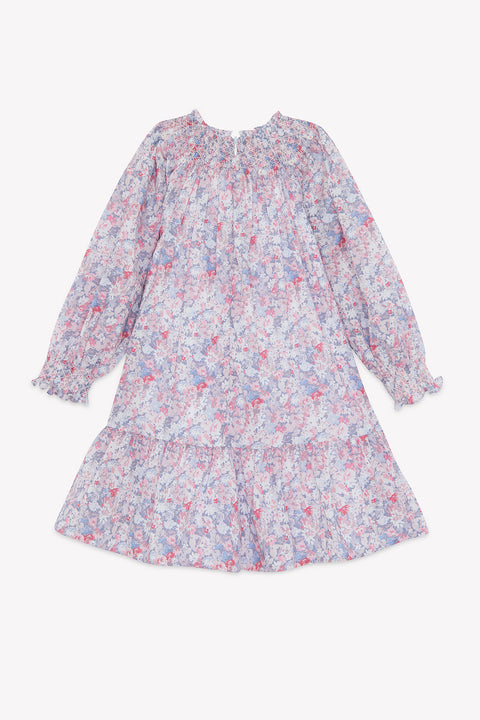 Vestido - Gris algodón medio Estampado flores - Image principale