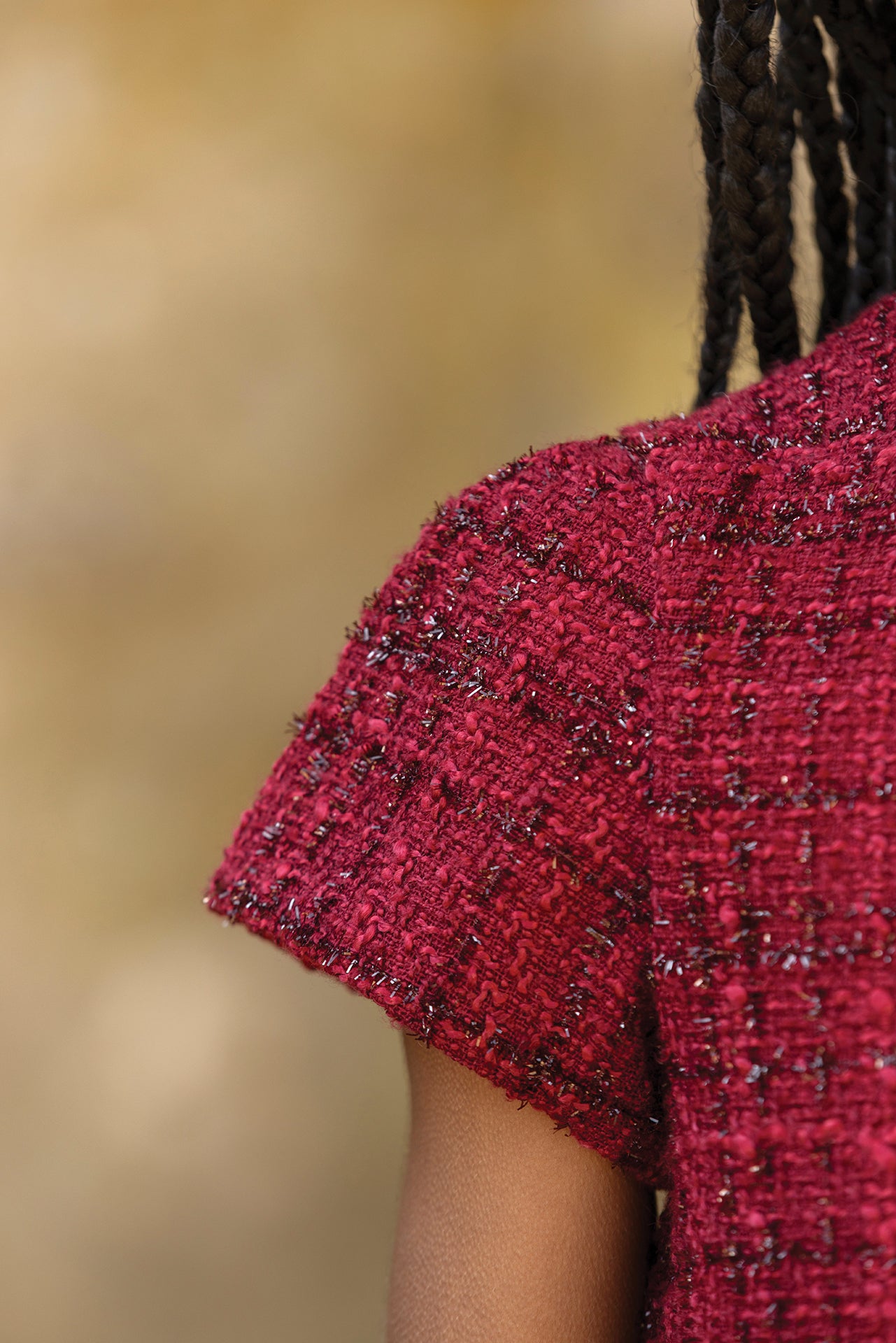 Dress - Cherry Round neck tweed