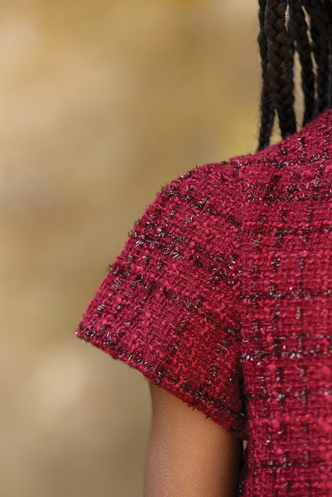 Dress - Cherry Round neck tweed - Image principale