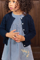 Cardigan - Navy Wool Embrodery hand flowers
