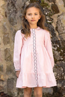 Kleid - Rose Samt Peter-Pan-Kragen