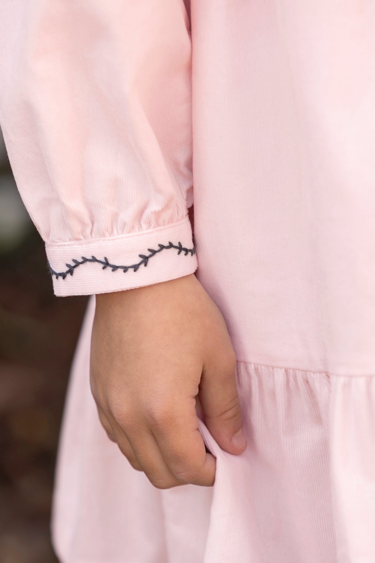 Kleid - Rose Samt Peter-Pan-Kragen
