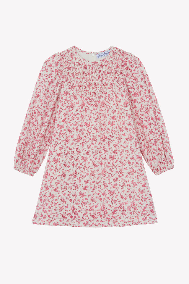 Dress - Ecru cotton Round neck Print flowery - Image principale