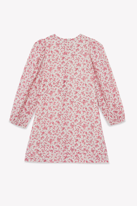 Dress - Ecru cotton Round neck Print flowery - Image principale
