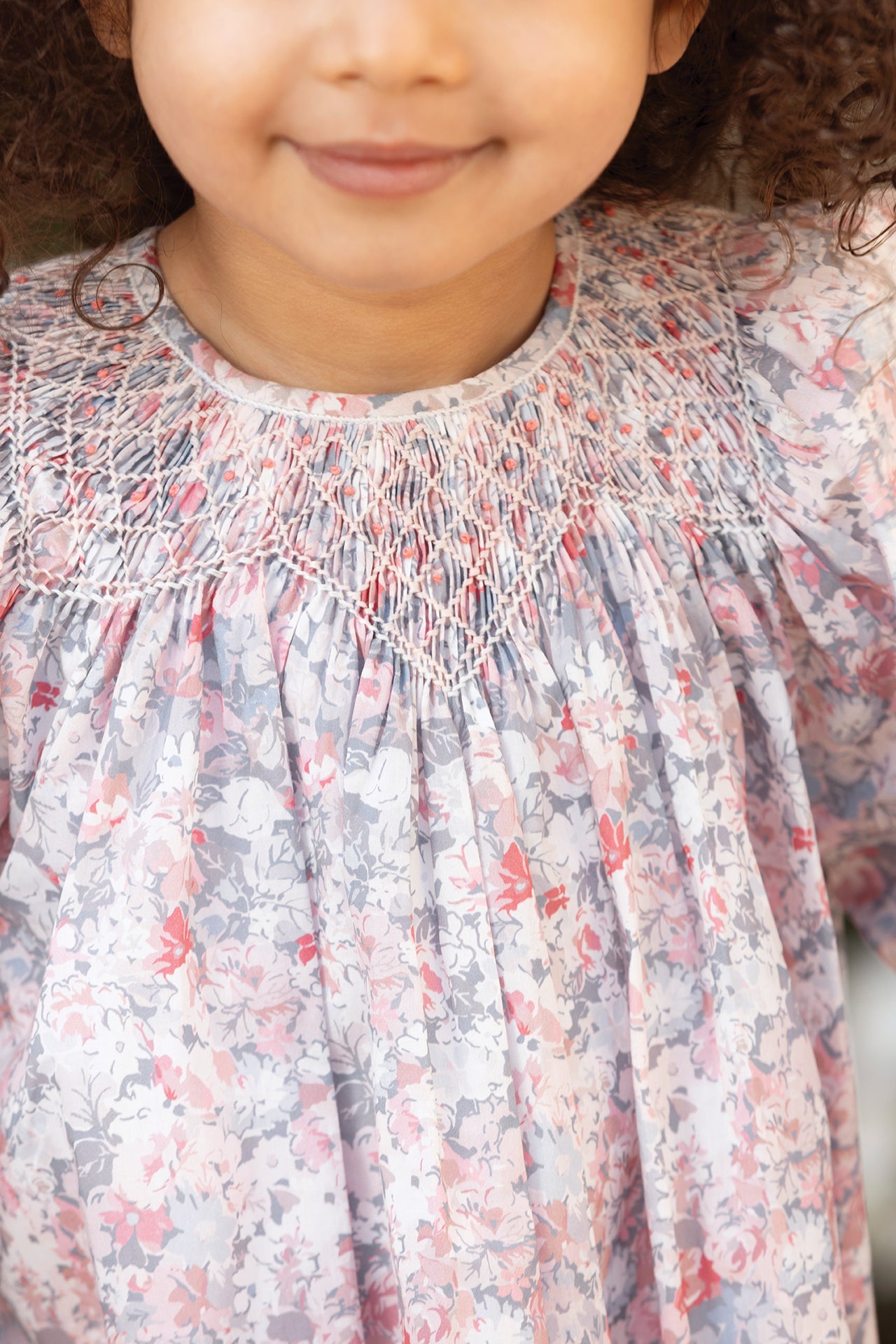 Vestido - Gris algodón medio Estampado flores