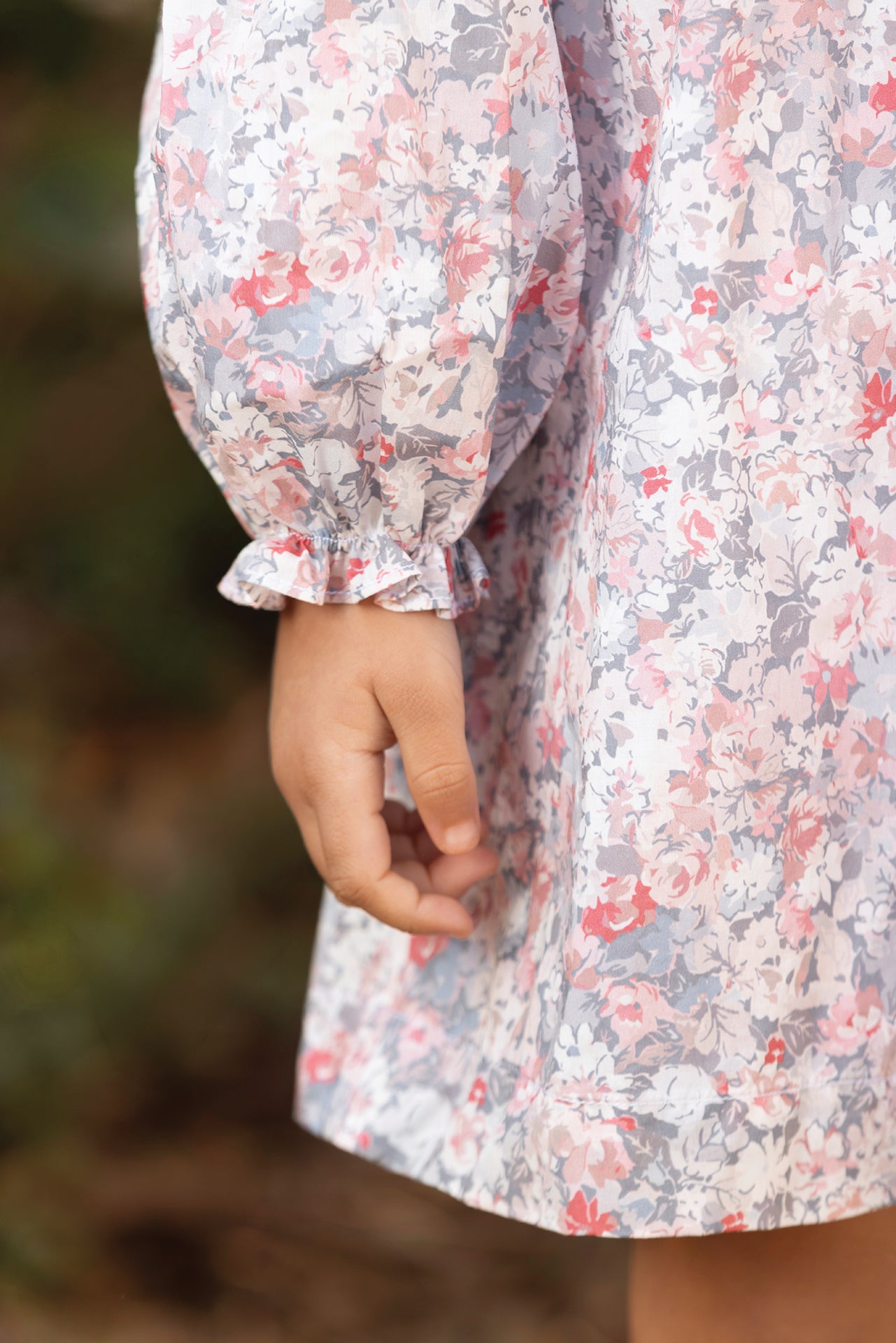 Vestido - Gris algodón medio Estampado flores