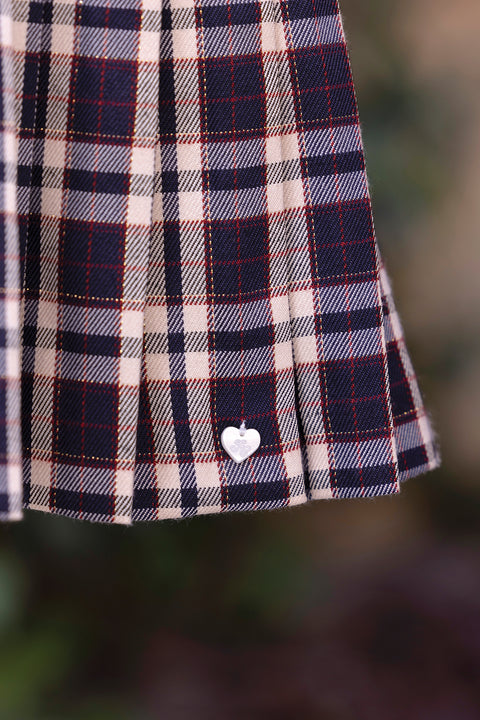 Dress - Navy Peter pan collar ruffled Check - Image principale