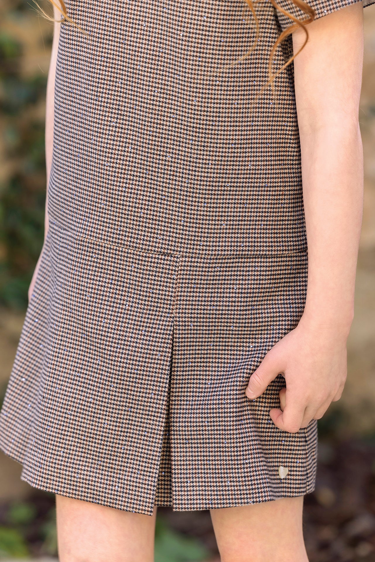 Kleid - Hahnentritt Kragen Stickerei Spitze