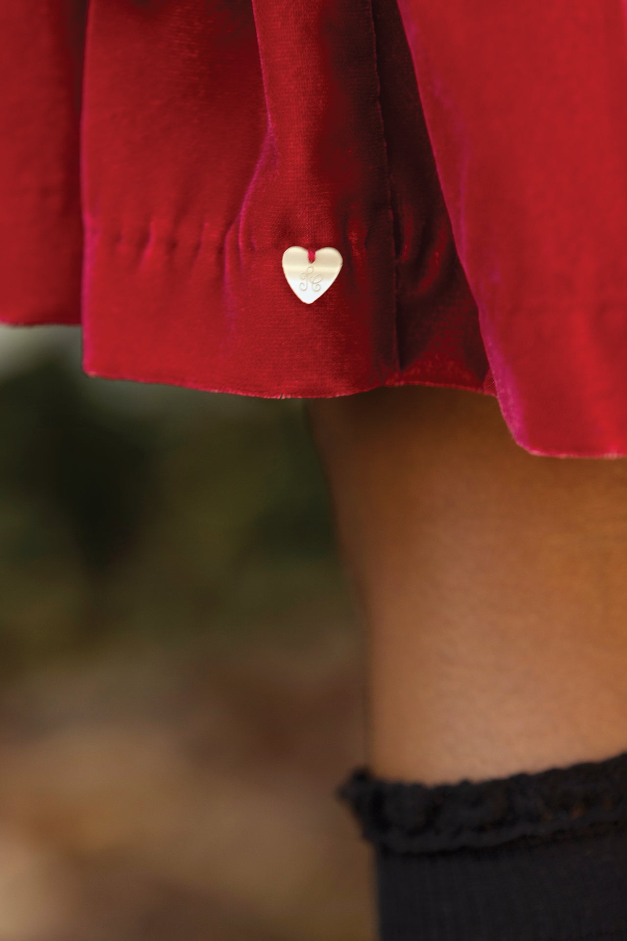 Dress - Cherry Velvet Collar Race