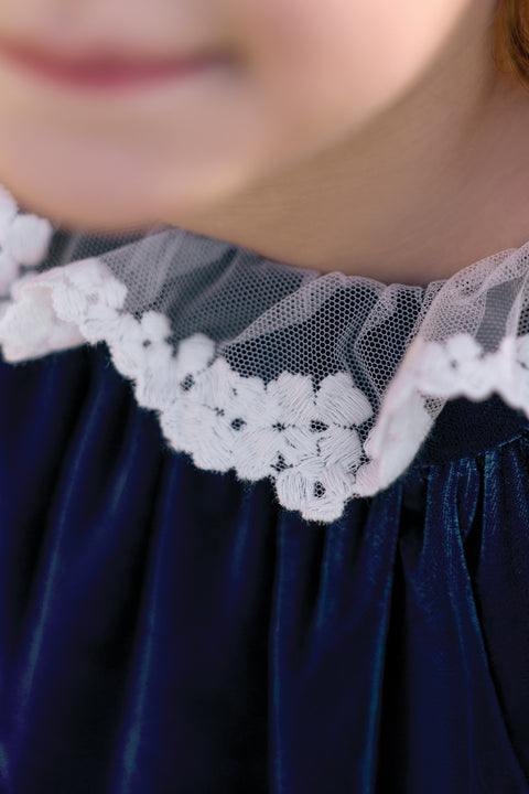 Dress - Navy Velvet Collar Race - Image principale