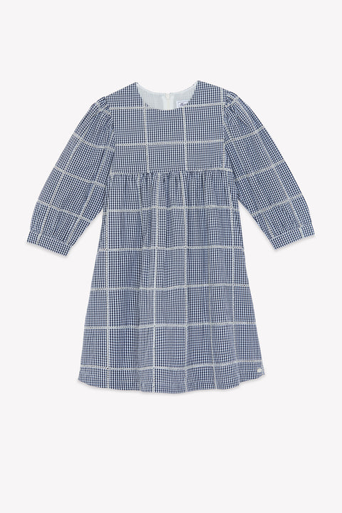Robe - Ecru coton col rond carreaux - Image principale