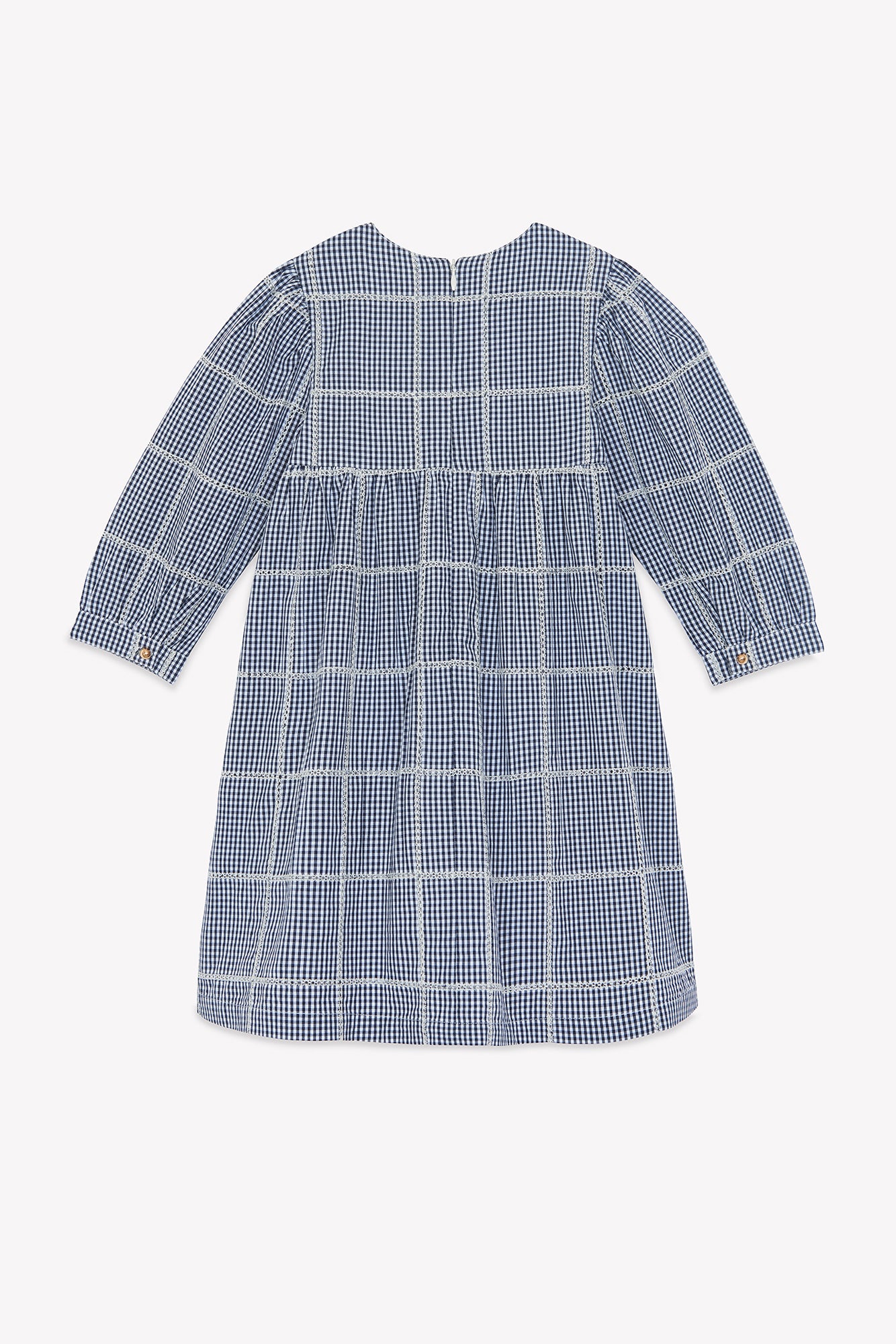 Dress - Ecru cotton Round neck Check