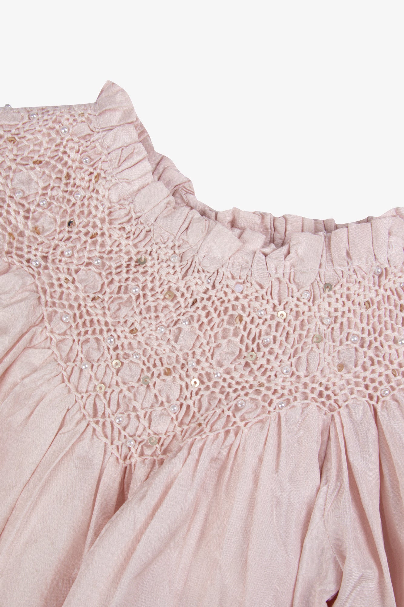 Robe - Rosée soie smocks perles