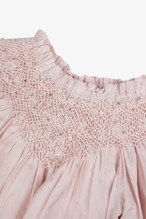 Robe - Rosée soie smocks perles - Image principale