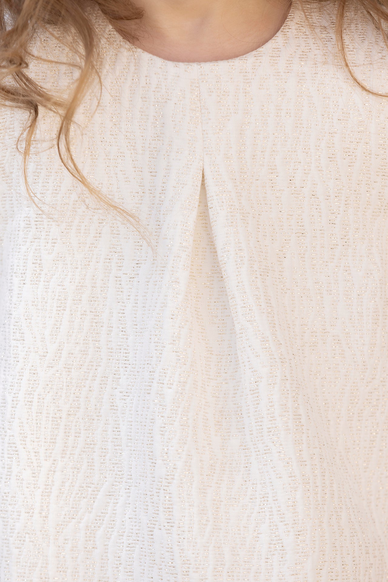 Robe - Ecru coton détails dorés