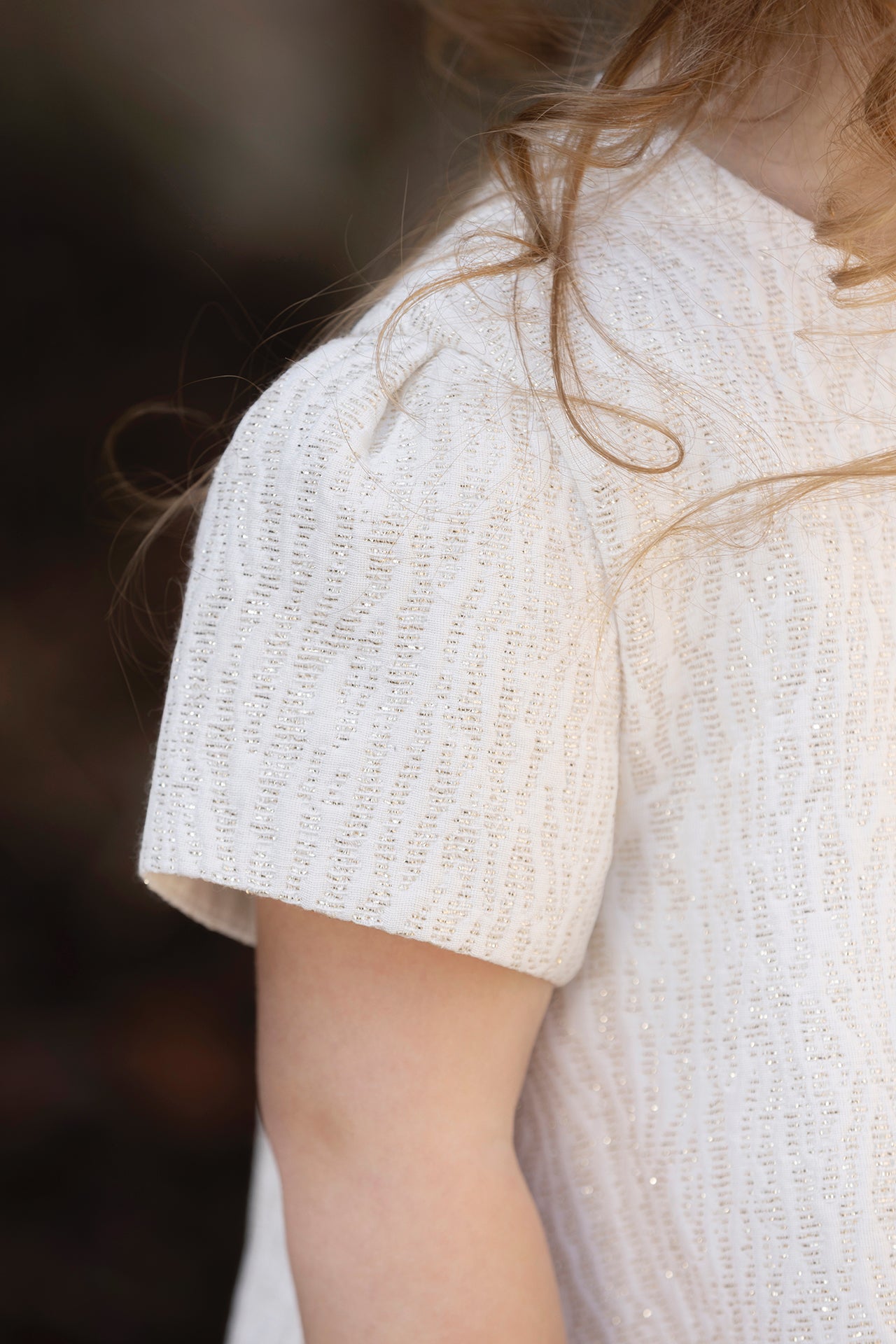 Robe - Ecru coton détails dorés
