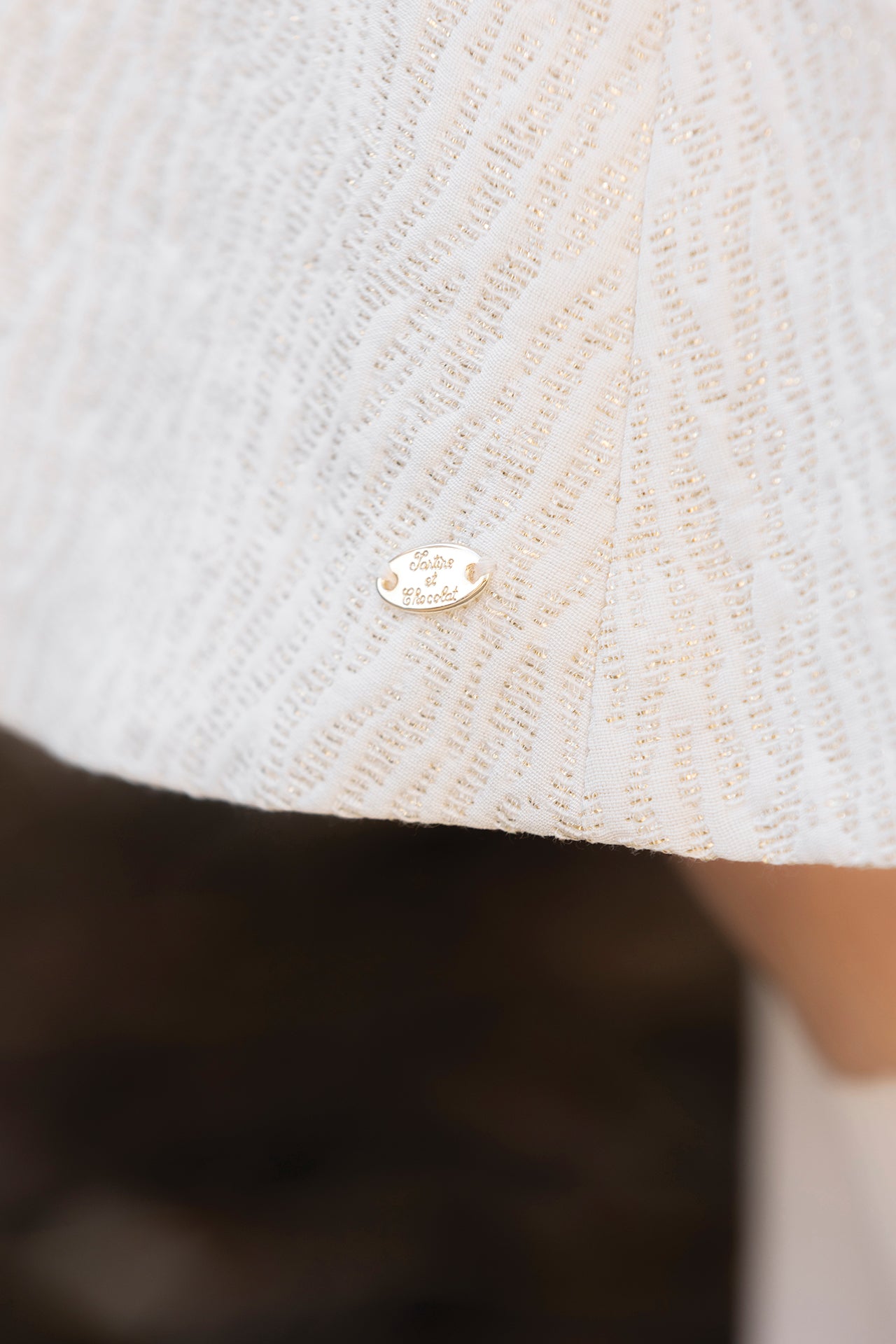 Robe - Ecru coton détails dorés