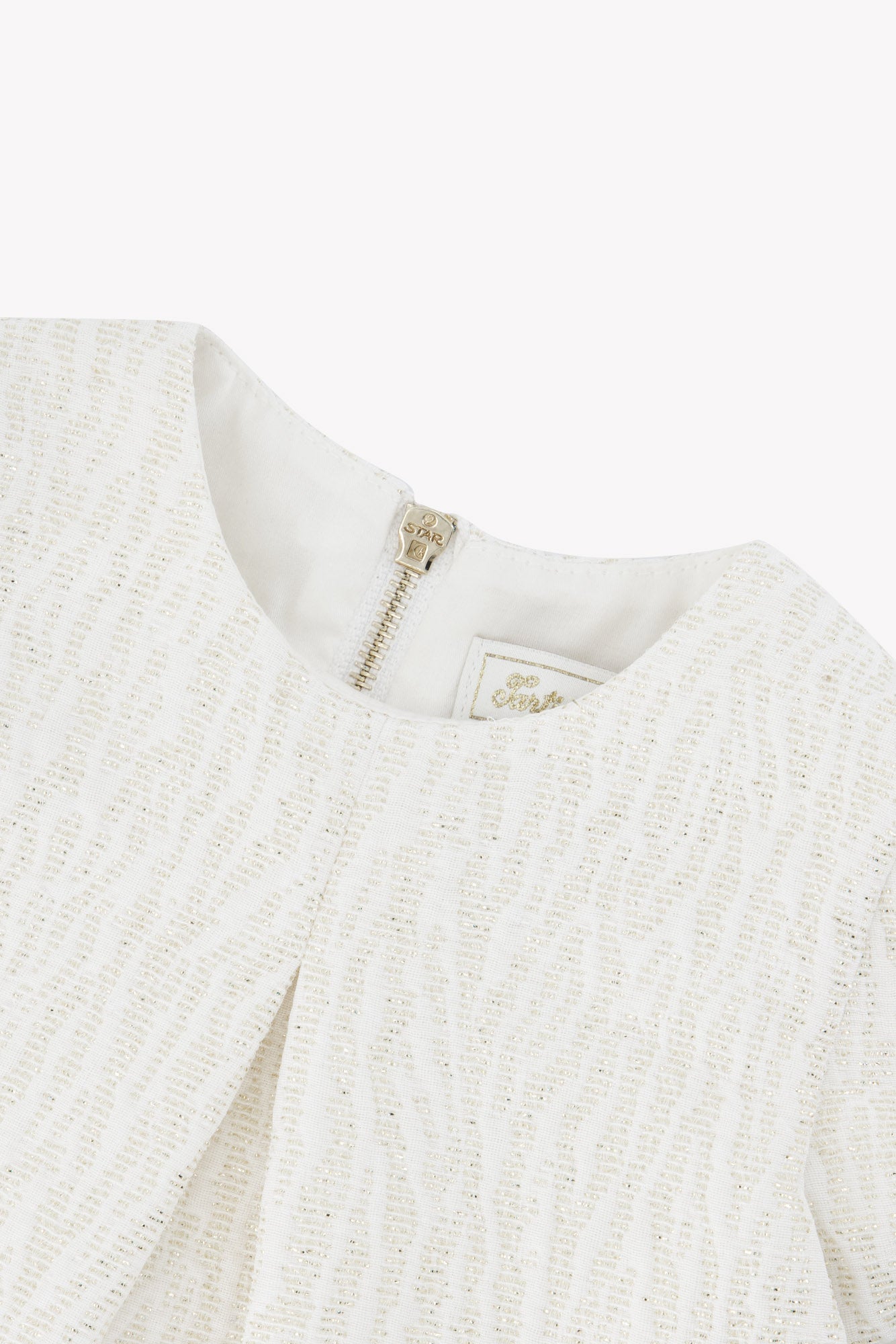 Robe - Ecru coton détails dorés