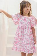 Robe - Rose coton imprimé inspiration toile de jouy