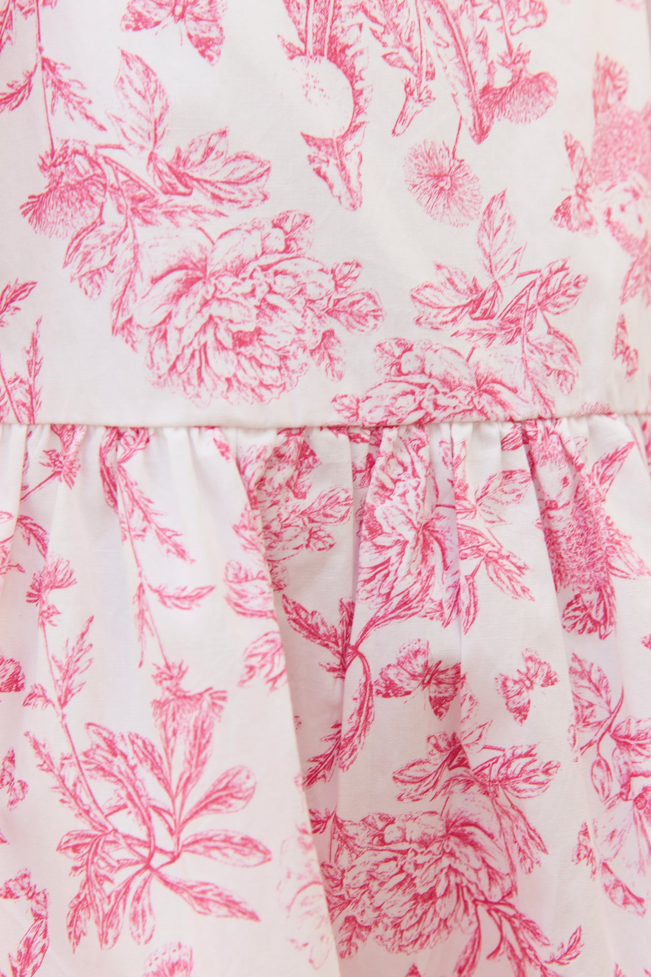 Robe - Rose coton imprimé inspiration toile de jouy