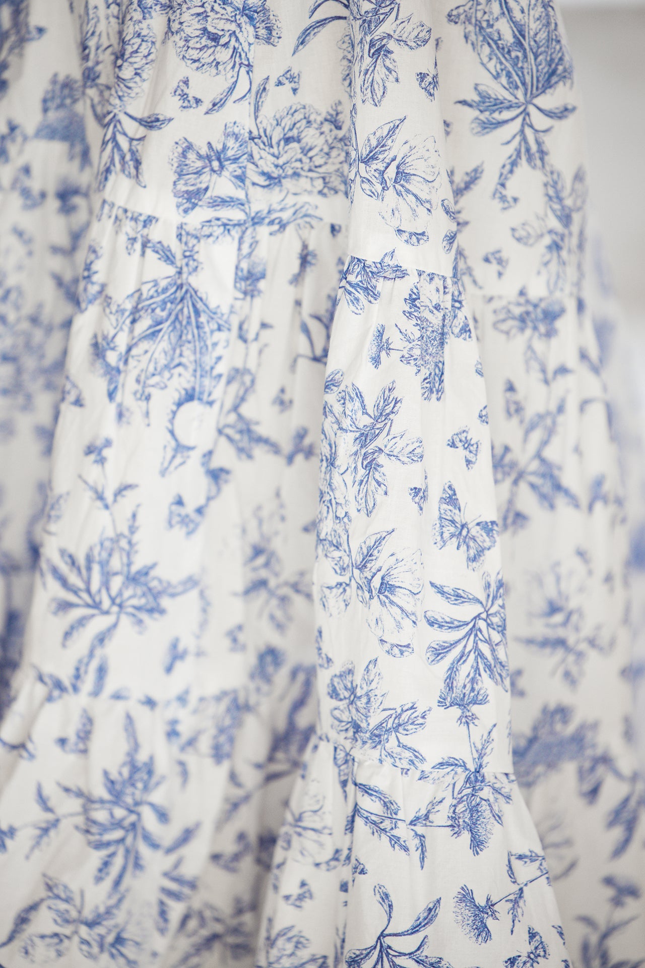 Robe - Bleu coton imprimé inspiration toile de jouy