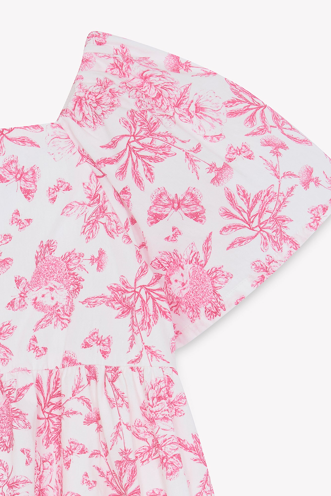 Robe - Rose coton imprimé inspiration toile de jouy