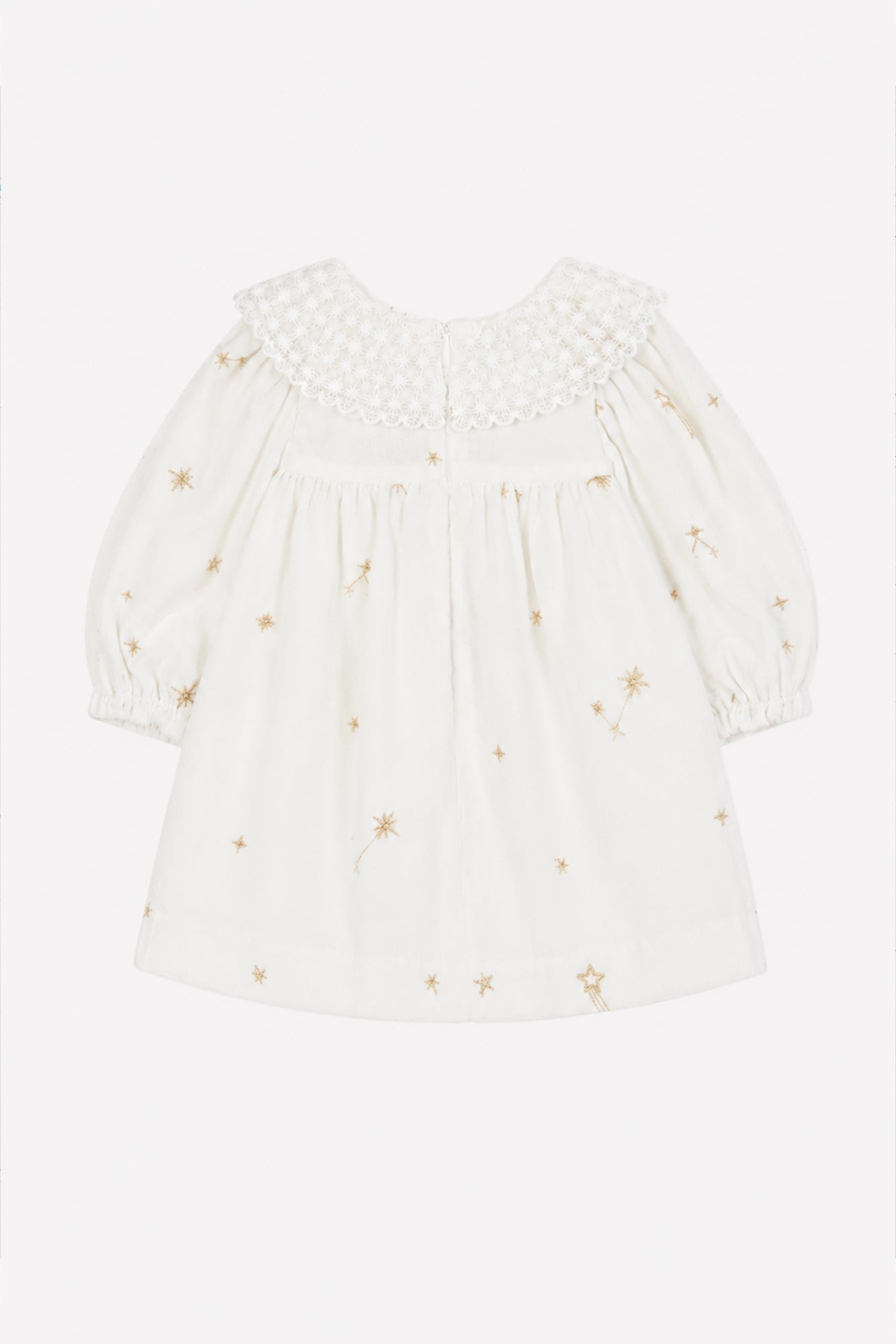 Dress - Ecru Ruffled collar Race