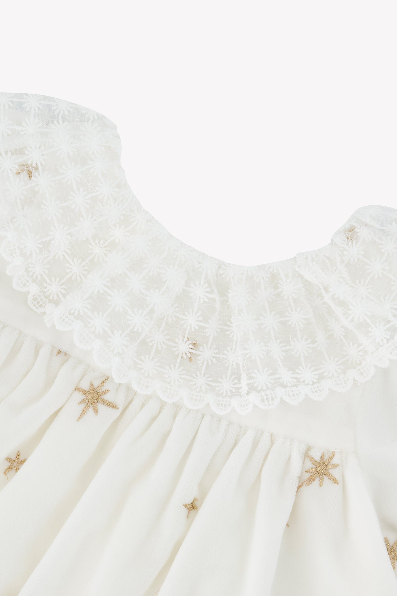 Robe - Ecru col volanté dentelle